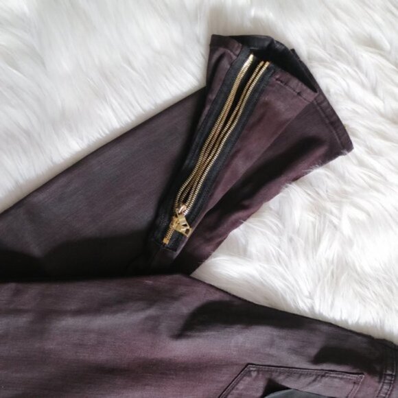 Hudson Barbara High Rise Burgundy Ankle Side Zip Jeans Size 27 - Picture 6 of 9